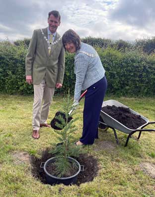 Ribble Valley Mayor Louise Edge has planted a RVBC50 redwood at her Clayton-le-Dale farm.